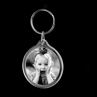 Breloc plastic insertie foto rotund 4,5cm