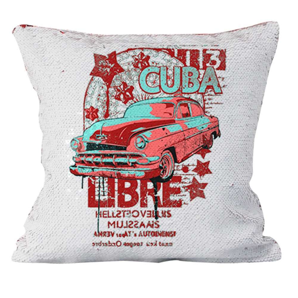 Husa perna cu paiete sublimabila arigintie 40x40 THG22 - Green Print