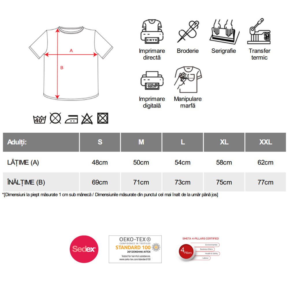 Tricou bumbac rosu Roly ATOMIC 150 CA64240160 - Green Print