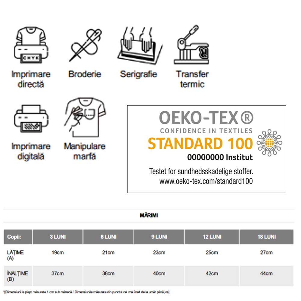 Body bebelusi bumbac alb Roly SWEET BD720110401 - Green Print