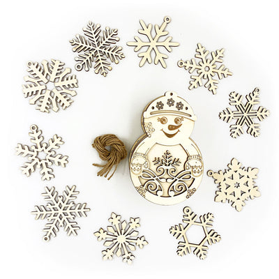 Cutie cu 10 ornamente de brad - lemn