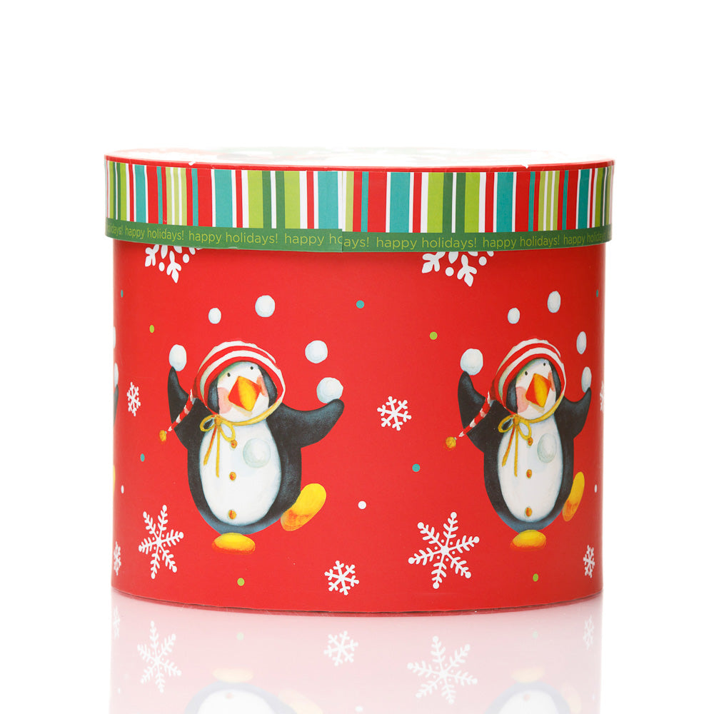 Cutii rotunde Craciun model pinguini - set 3buc