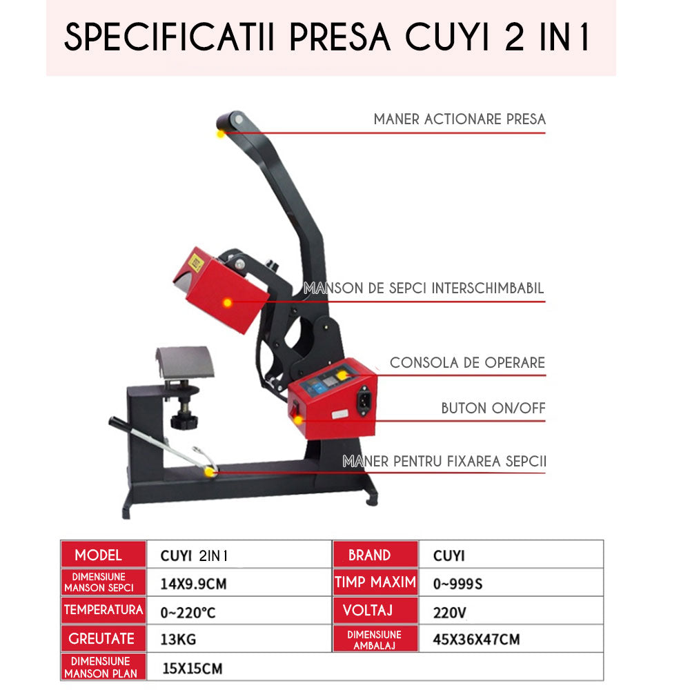 Presa 2in1 - sepci si plana 15x15