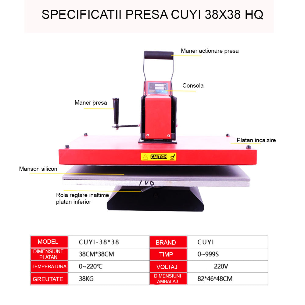 Presa termica plana HQ CuYi 38x38