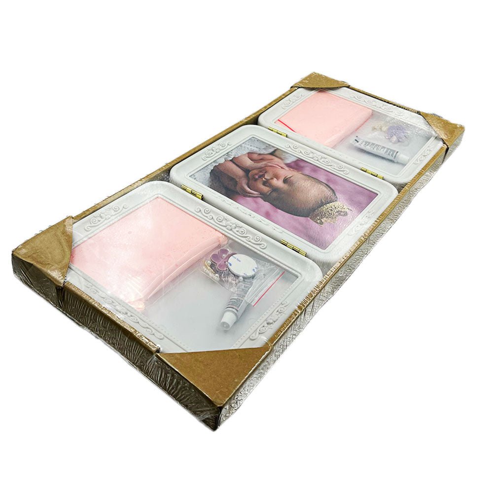 Rama foto tripla cu amprenta roz P8826 - Green Print