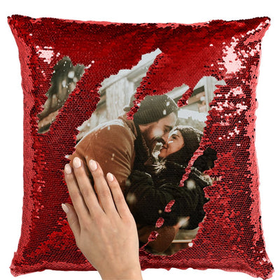 Husa perna cu paiete sublimabile rosie 40x40 THG12 - Green Print