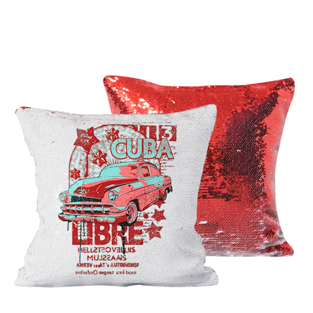 Husa perna cu paiete sublimabile rosie 40x40 THG12 - Green Print