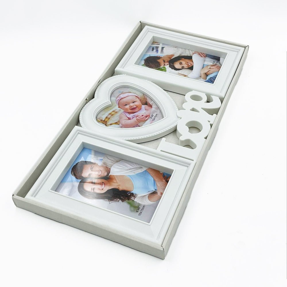Rama foto colaj LOVE inima 3 poze FF0117 - Green Print