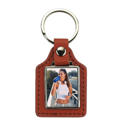 Breloc piele cu pandantiv metalic sublimabil - dreptunghi YAG01-BR - Green Print