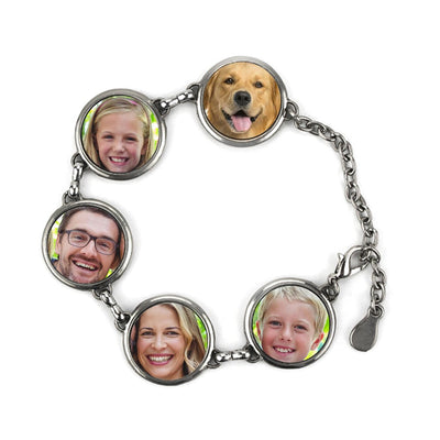 Bratara metalica cu 5 pandantive sublimabile - rotunde SL04-R - Green Print