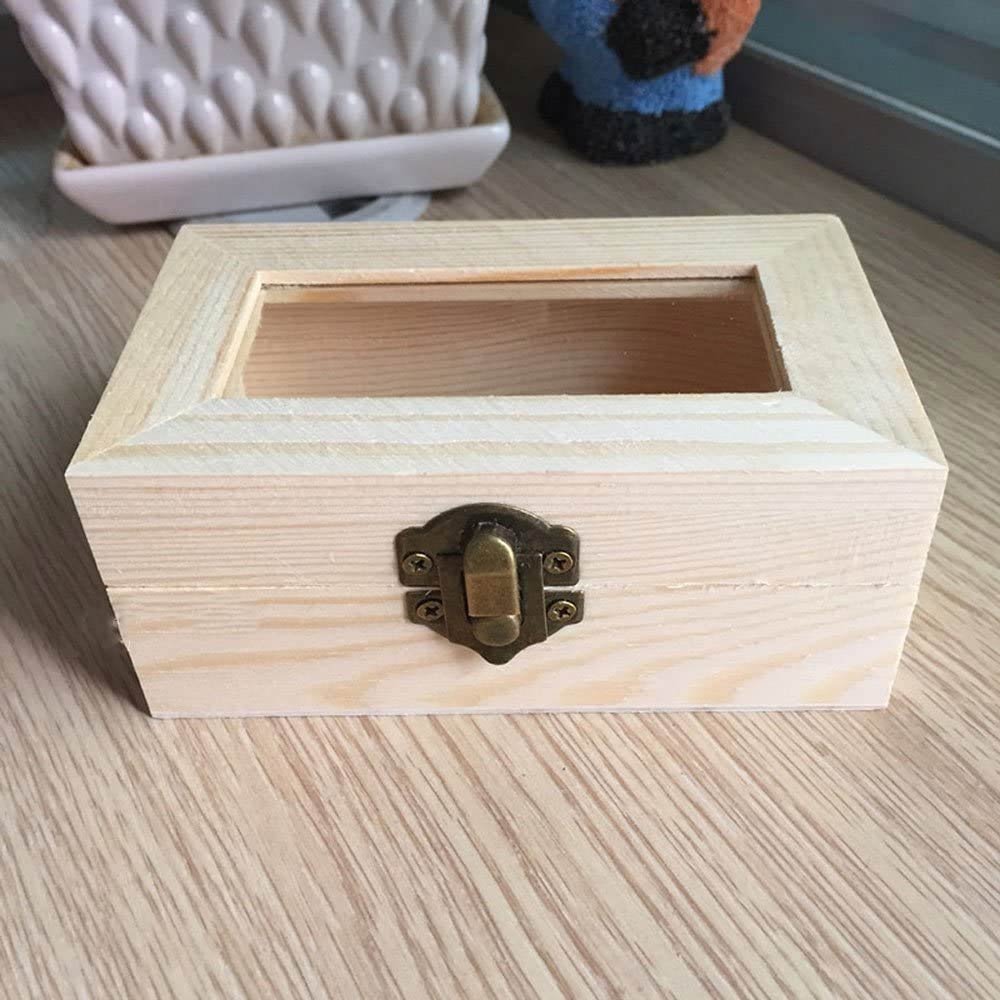 Cutie lemn dreptunghiulara MARE 12x7x5 cu fereastra de sticla