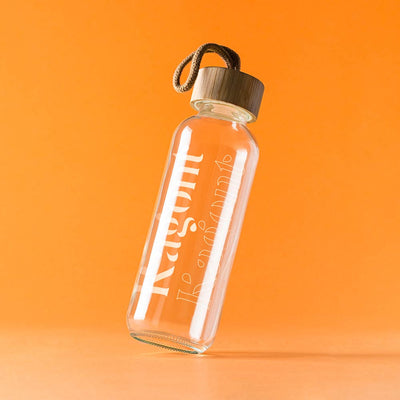 Bidon din sticla cu capac de lemn TRILBY MD4020S129 - Green Print