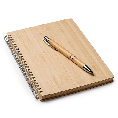 Set premium caiet si pix din bambus
