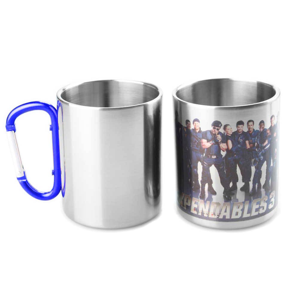 Cana metal inox sublimabila cu maner albastru