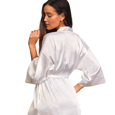 Halat satin sublimabil alb BRIDE TH220601 - Green Print