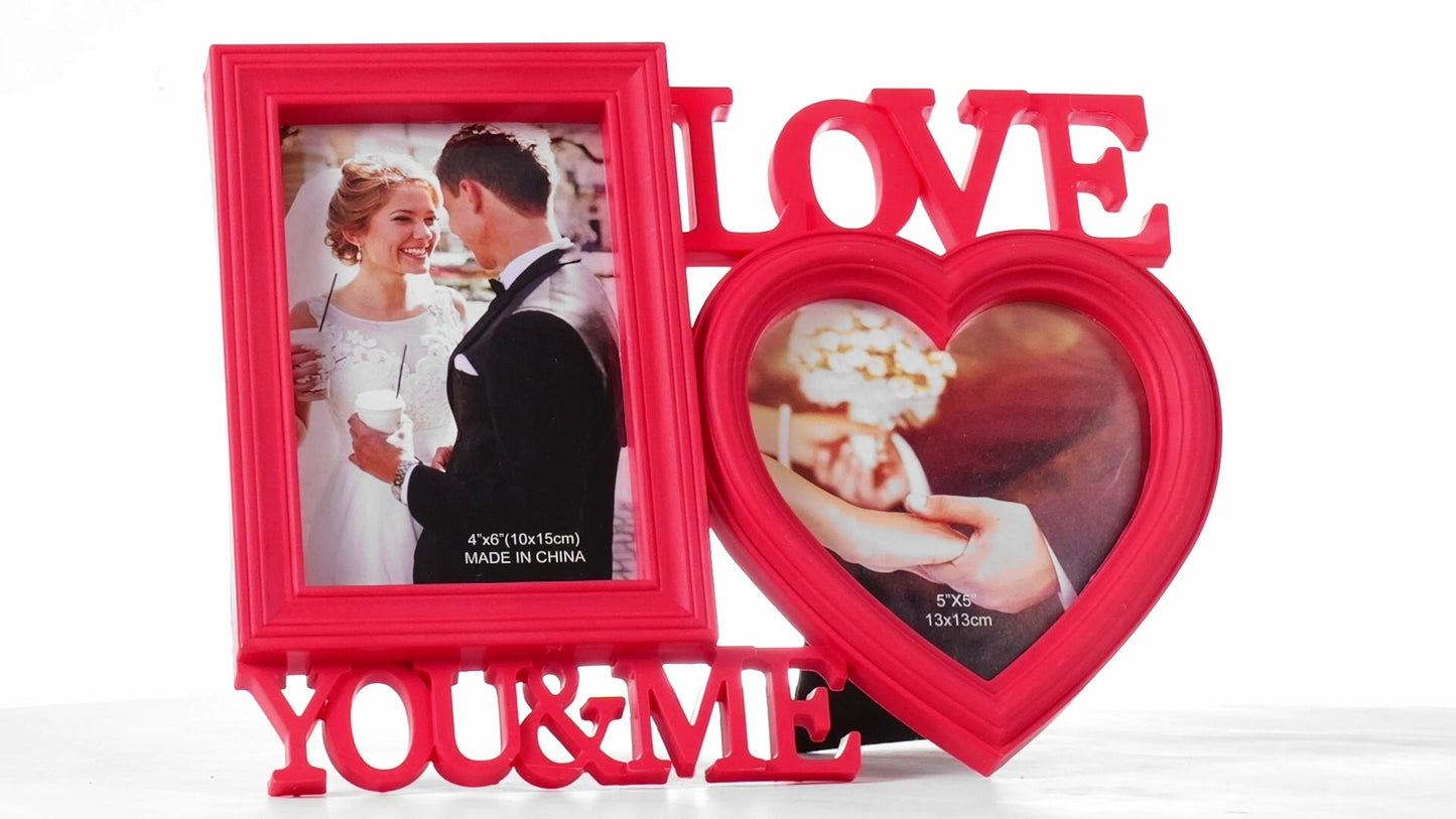 Red collage photo frame LOVE YOU&ME 2 photos