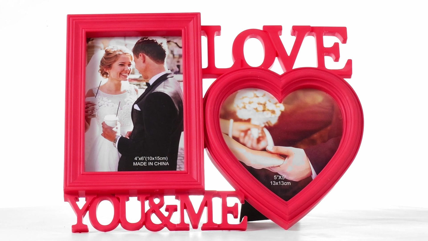 Red collage photo frame LOVE YOU&ME 2 photos