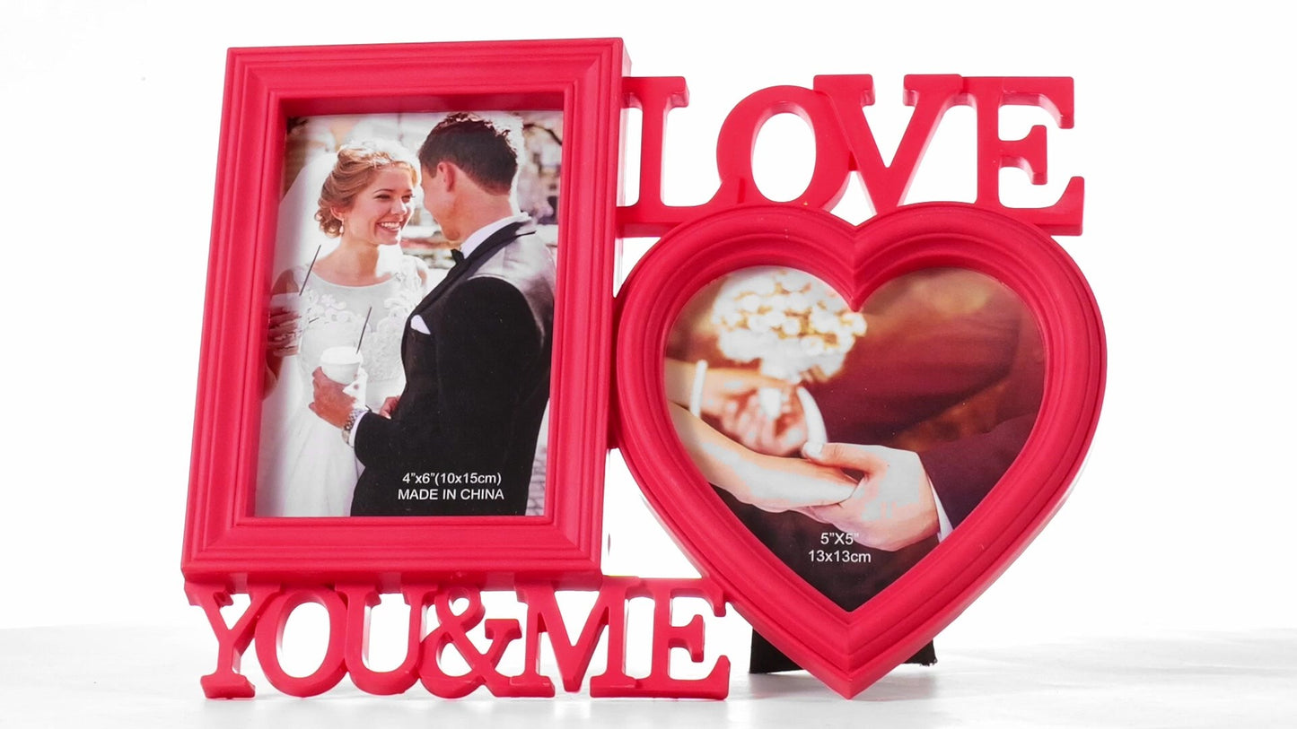 Red collage photo frame LOVE YOU&ME 2 photos