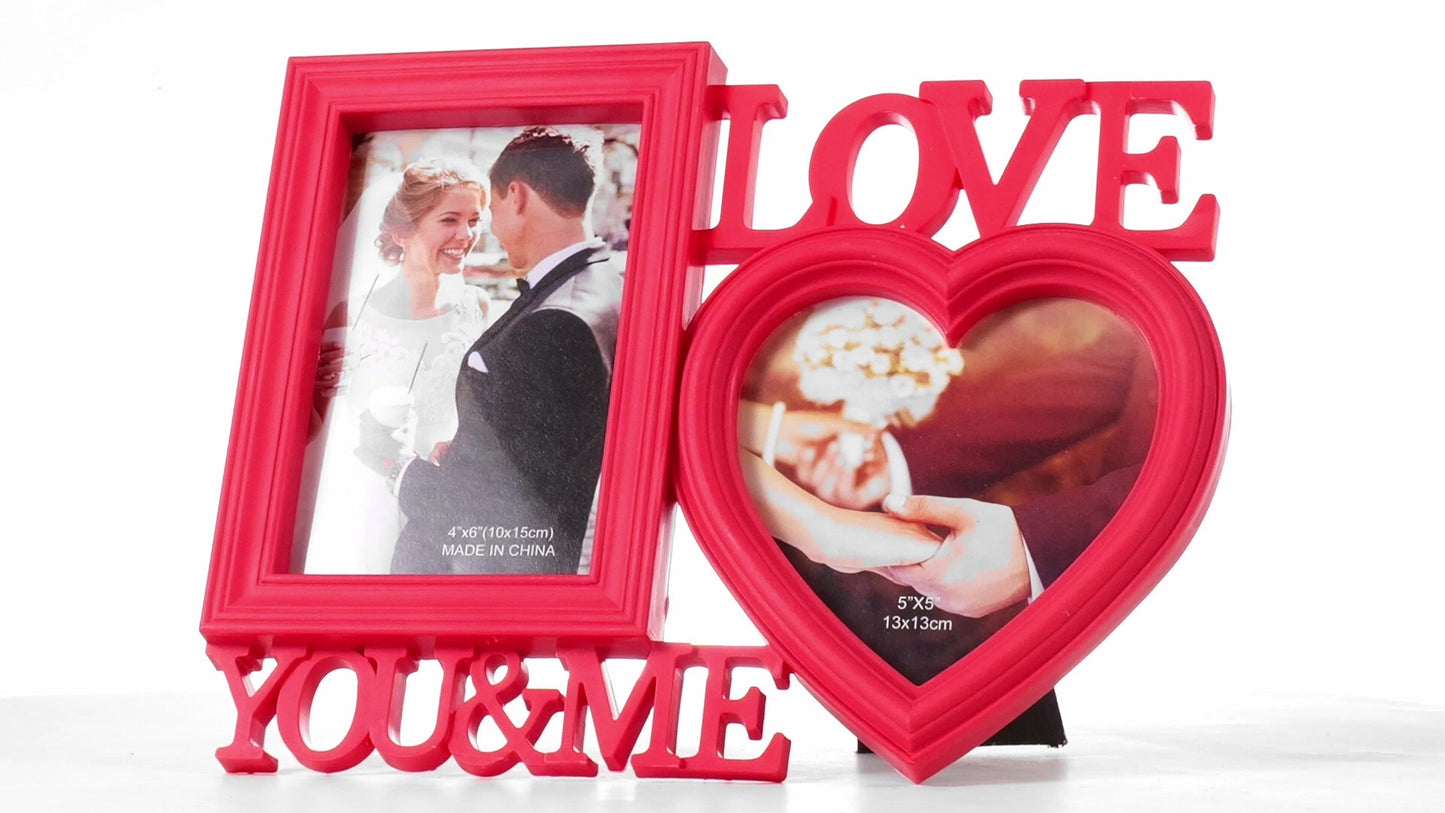 Red collage photo frame LOVE YOU&ME 2 photos
