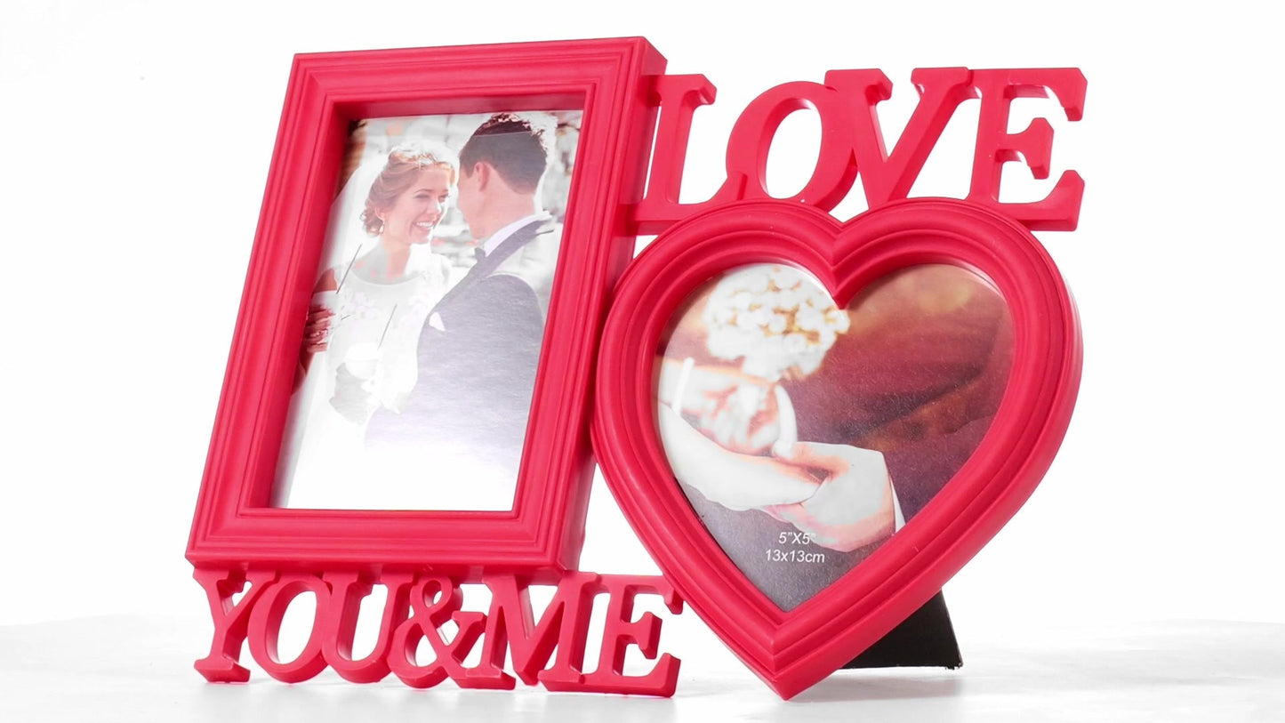 Red collage photo frame LOVE YOU&ME 2 photos