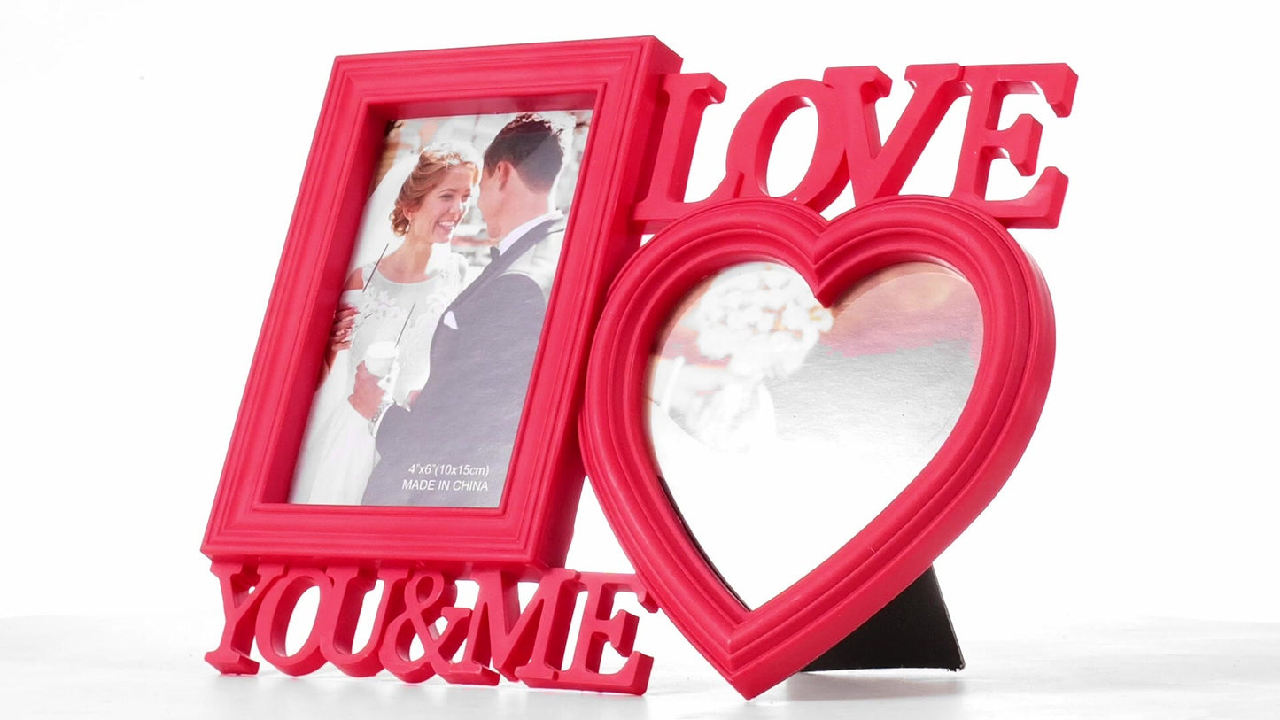 Red collage photo frame LOVE YOU&ME 2 photos