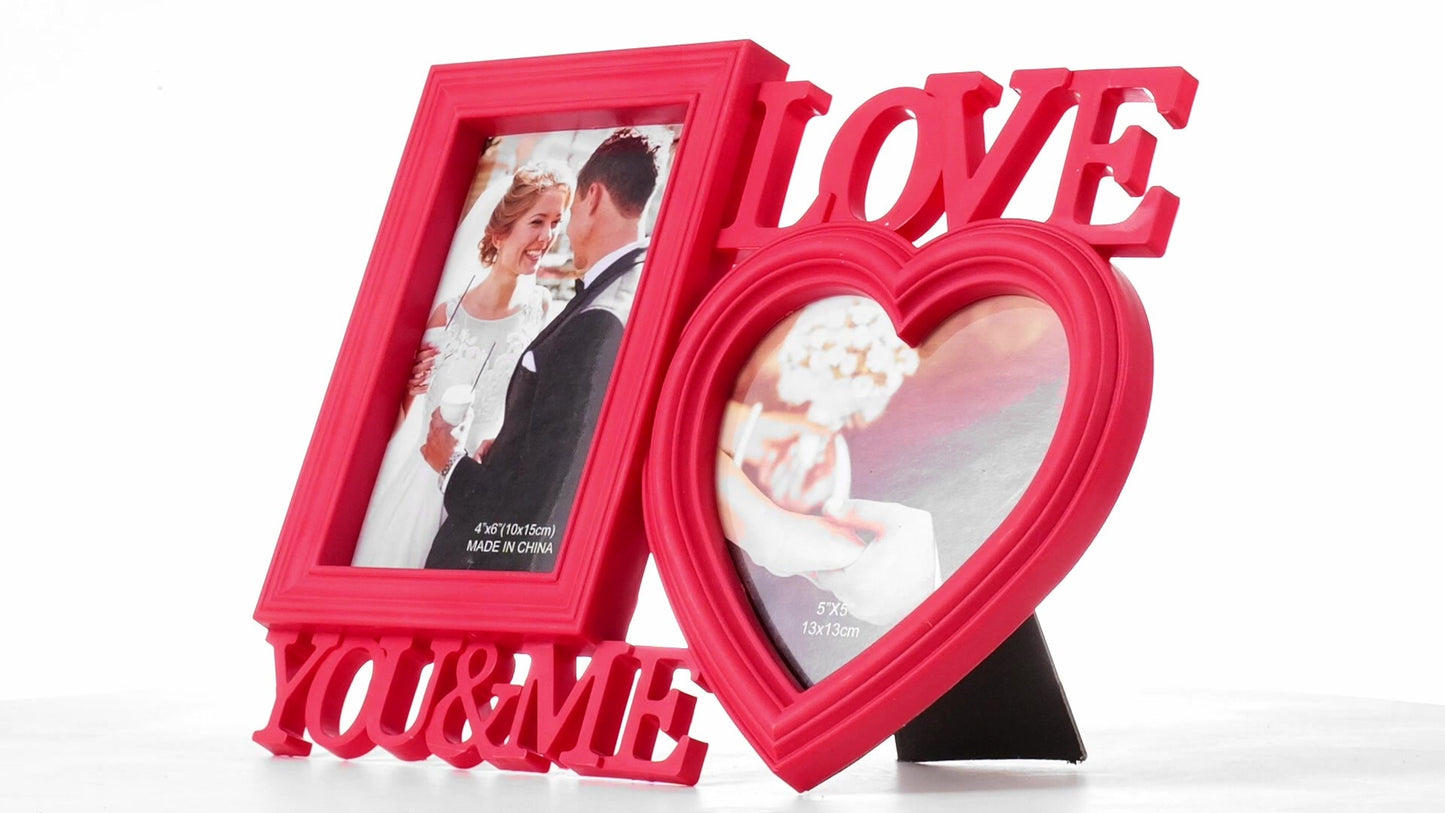 Red collage photo frame LOVE YOU&ME 2 photos