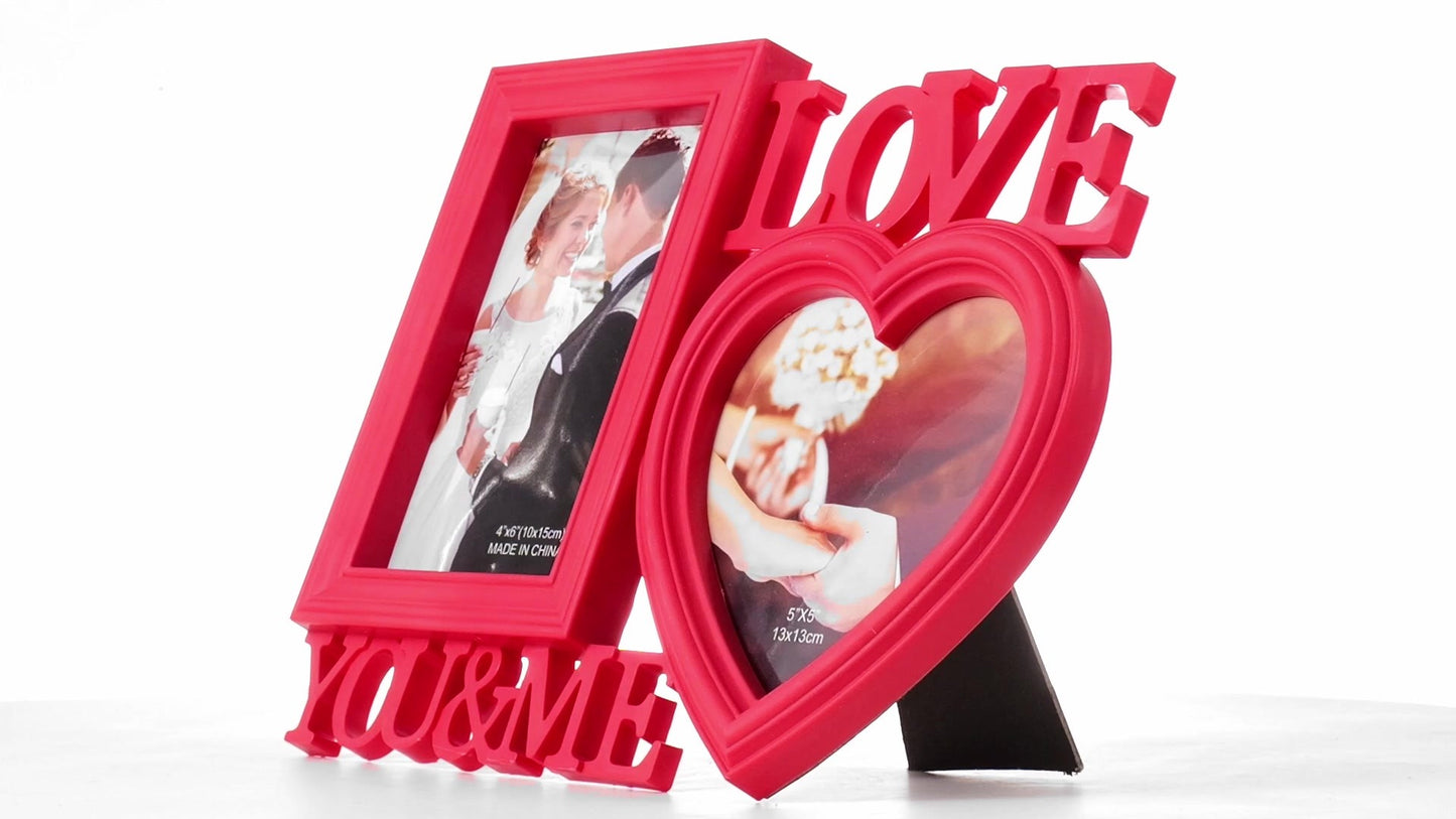 Red collage photo frame LOVE YOU&ME 2 photos