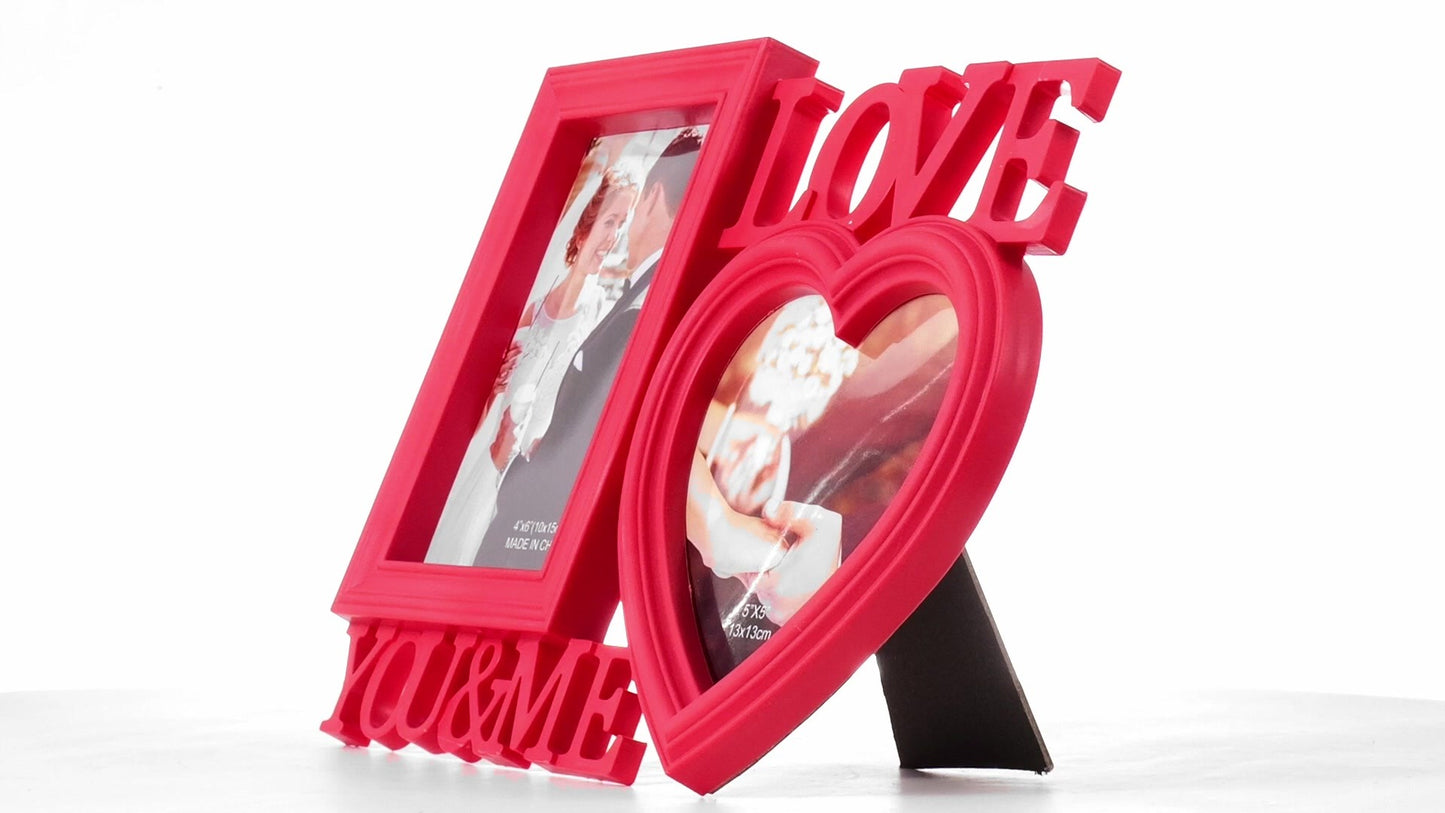 Red collage photo frame LOVE YOU&ME 2 photos