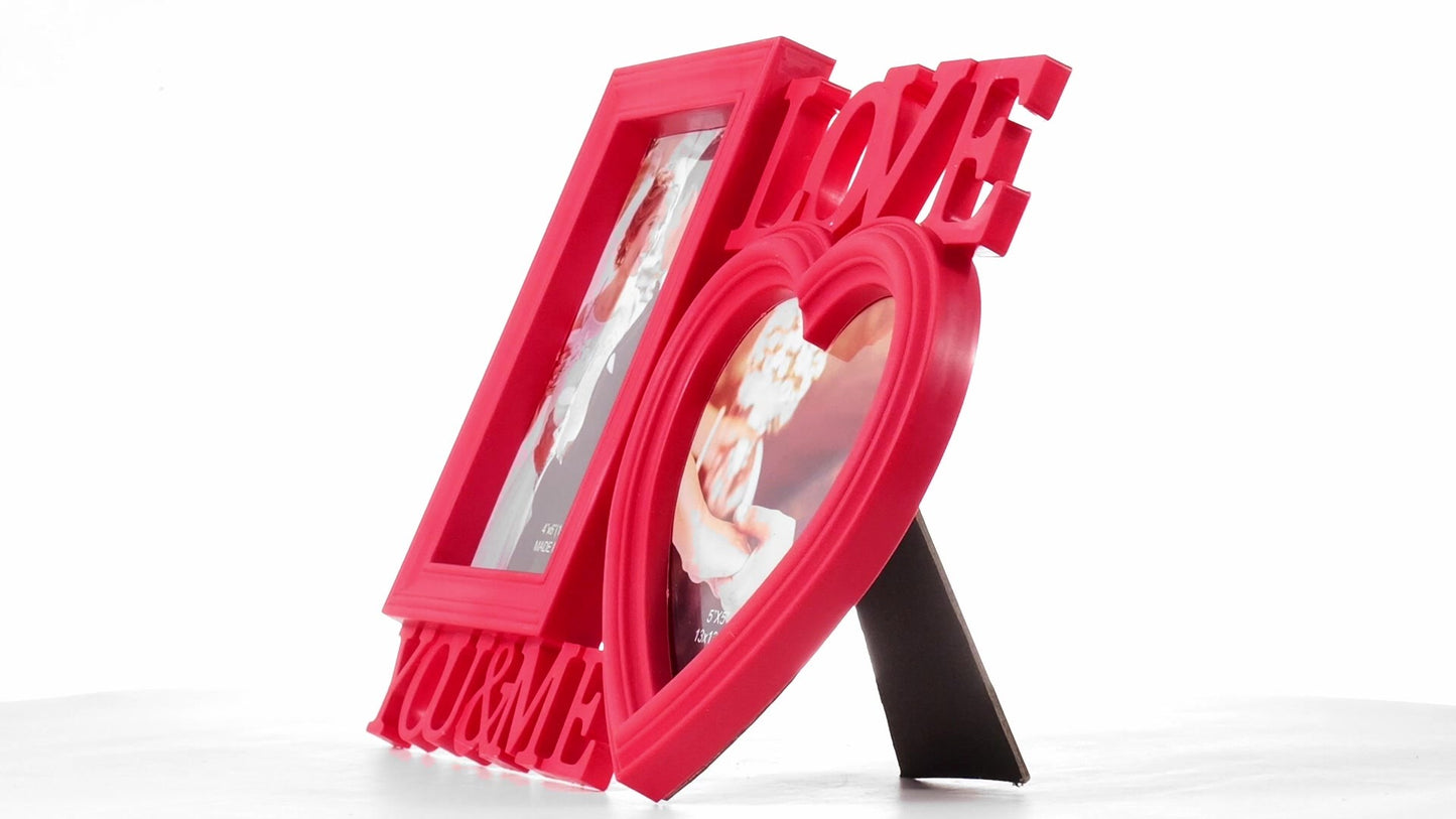Red collage photo frame LOVE YOU&ME 2 photos