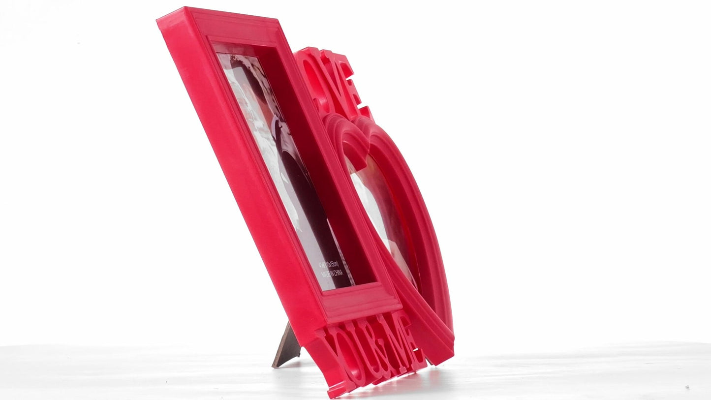 Red collage photo frame LOVE YOU&ME 2 photos