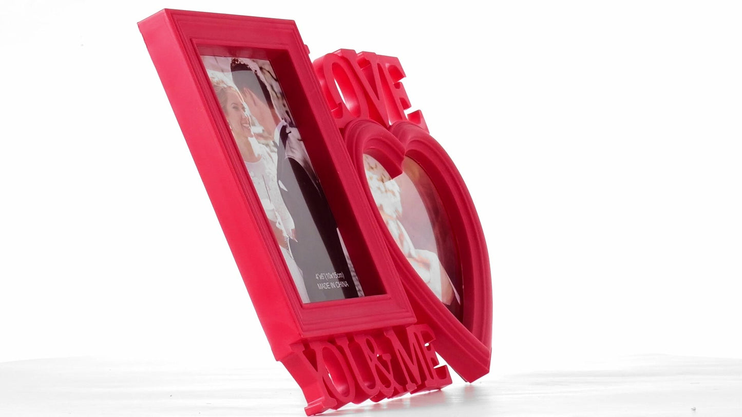Red collage photo frame LOVE YOU&ME 2 photos
