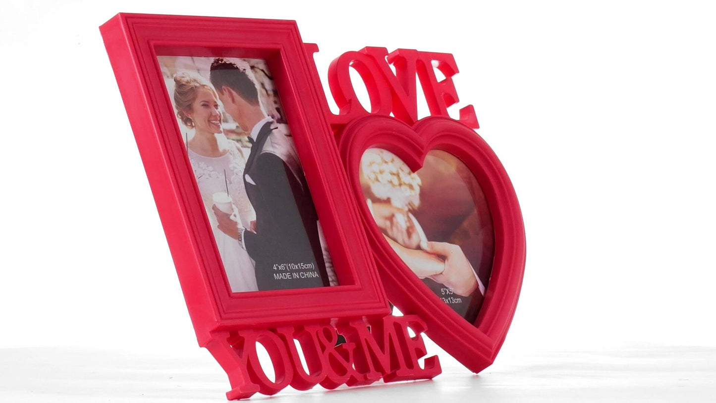 Red collage photo frame LOVE YOU&ME 2 photos