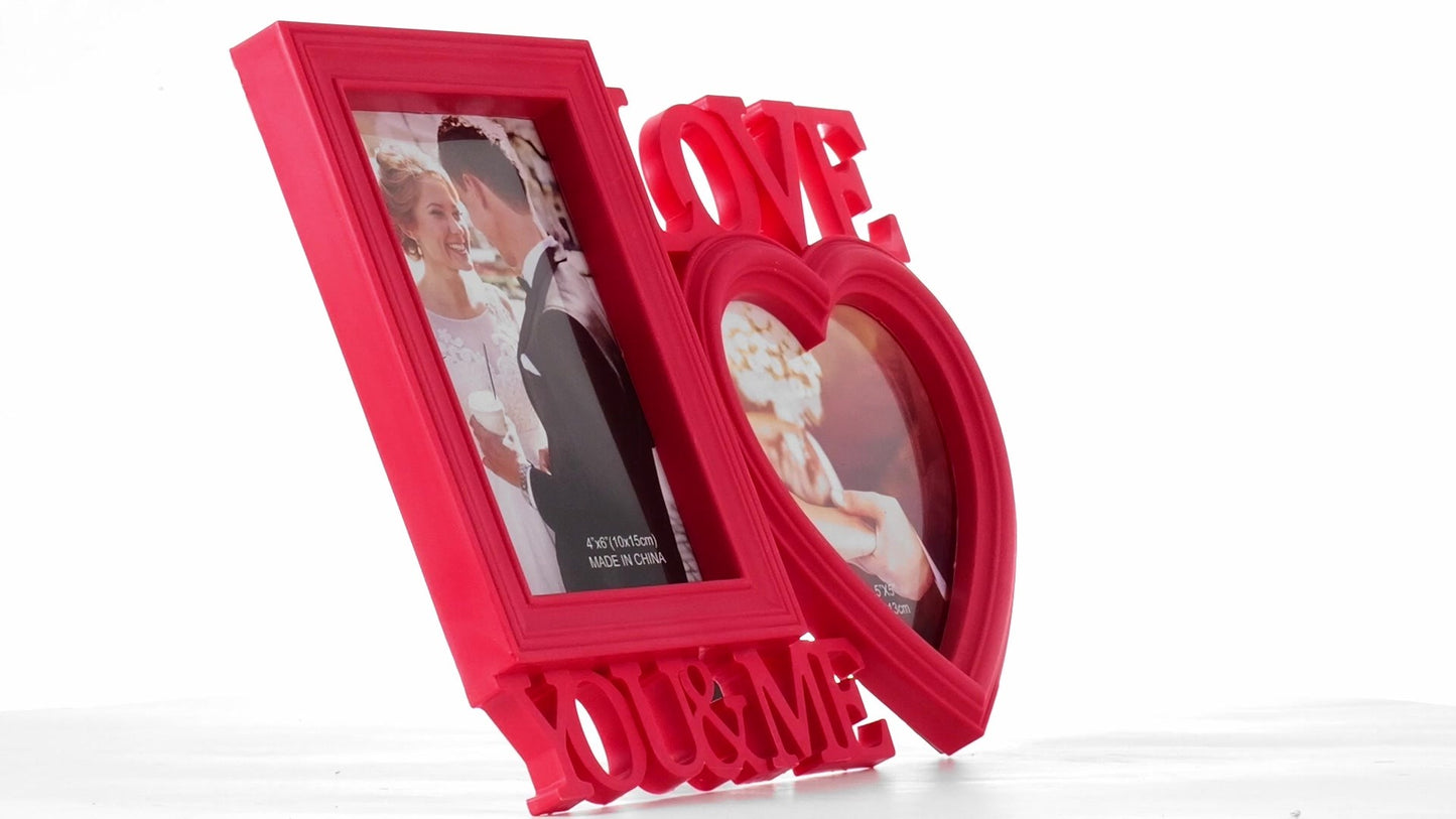 Red collage photo frame LOVE YOU&ME 2 photos