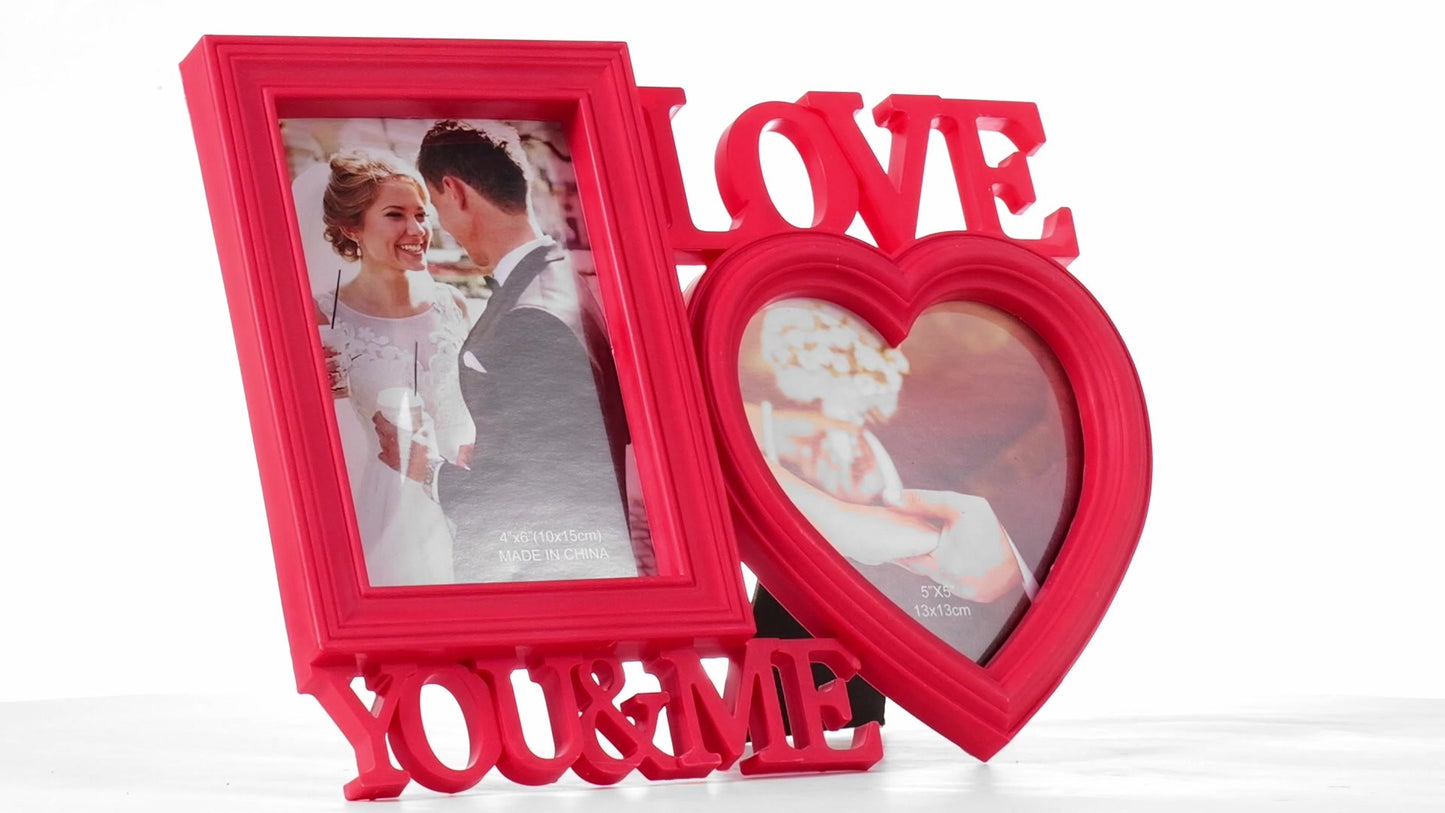 Red collage photo frame LOVE YOU&ME 2 photos