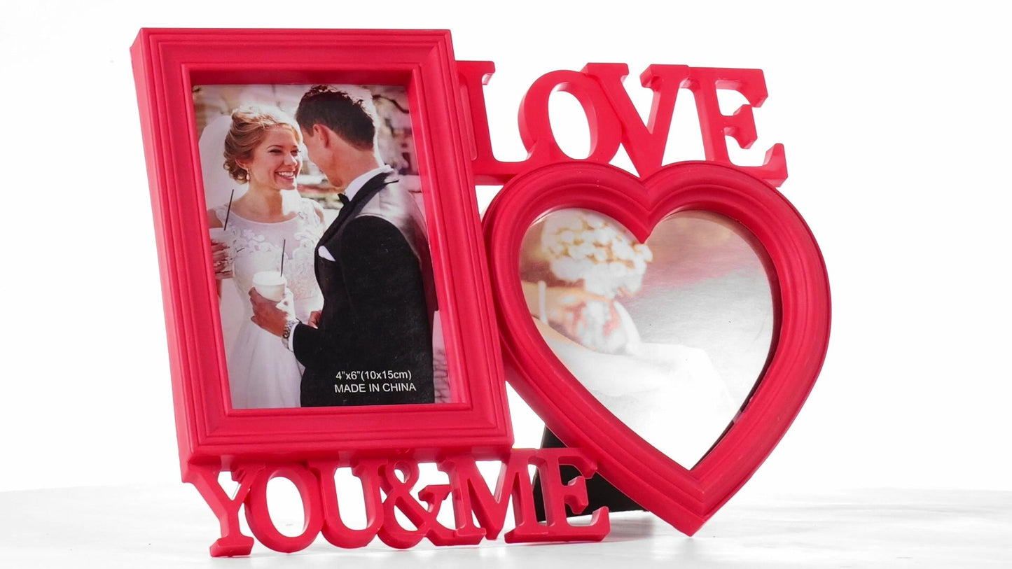 Red collage photo frame LOVE YOU&ME 2 photos