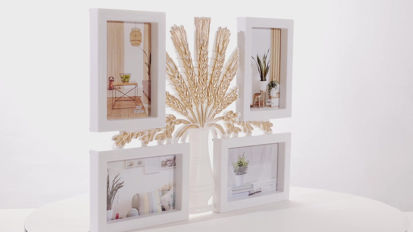 Gray collage photo frame for 4 pictures