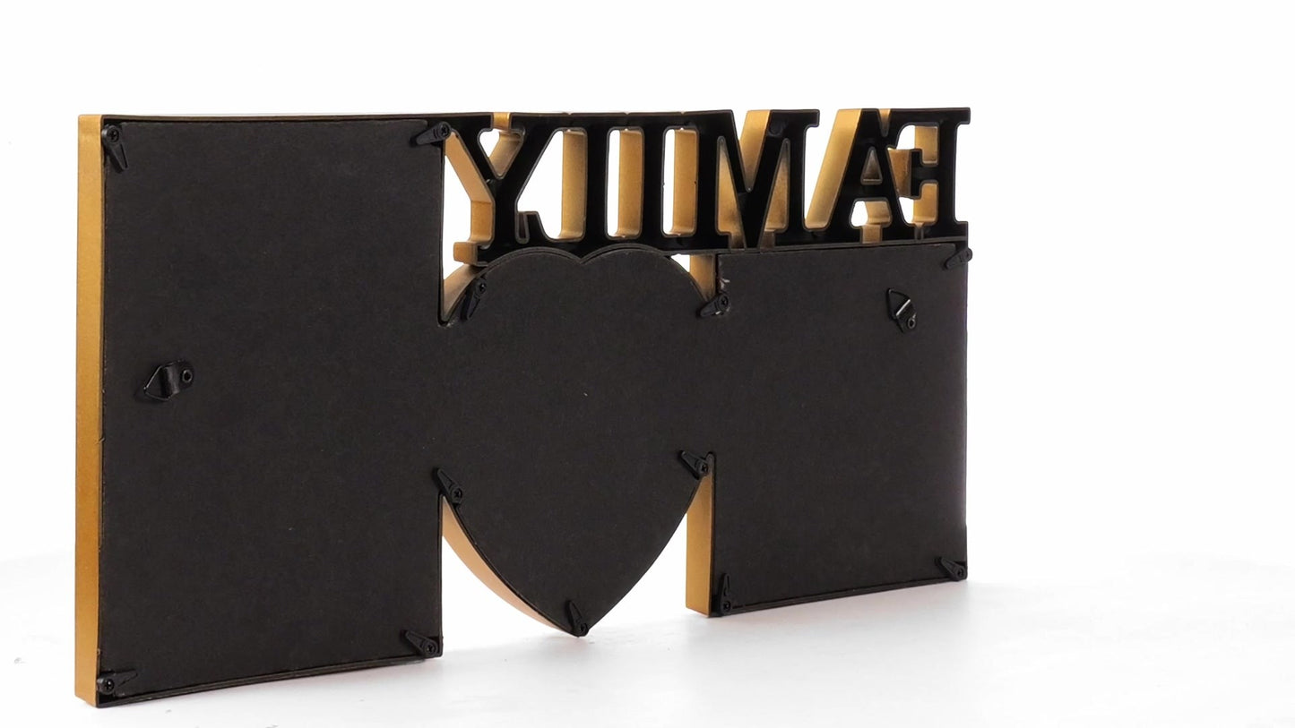 Family gold collage photo frame 3 pictures