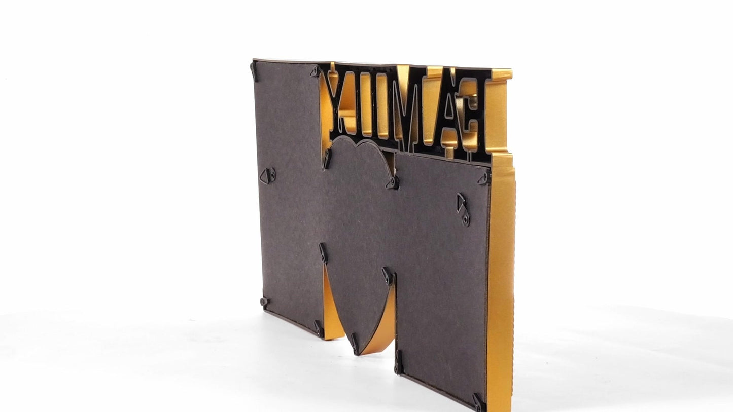 Family gold collage photo frame 3 pictures