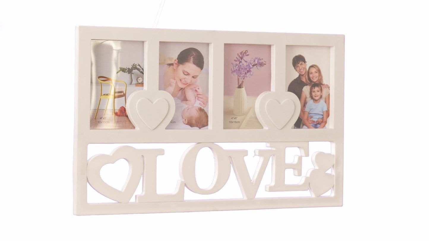 LOVE heart collage photo frame for 4 pictures