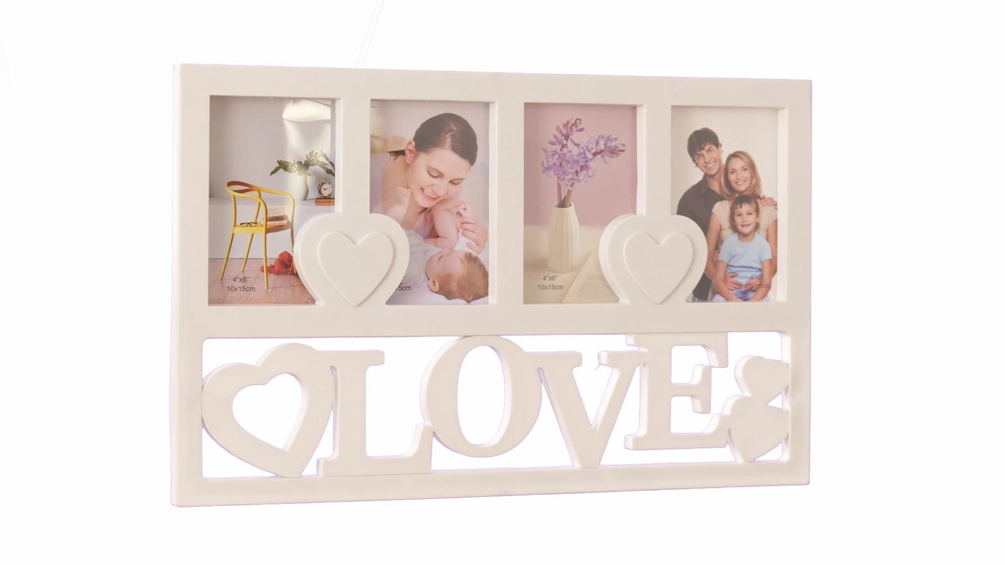 LOVE heart collage photo frame for 4 pictures