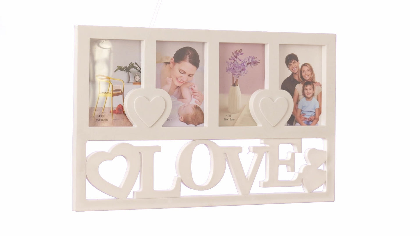 LOVE heart collage photo frame for 4 pictures
