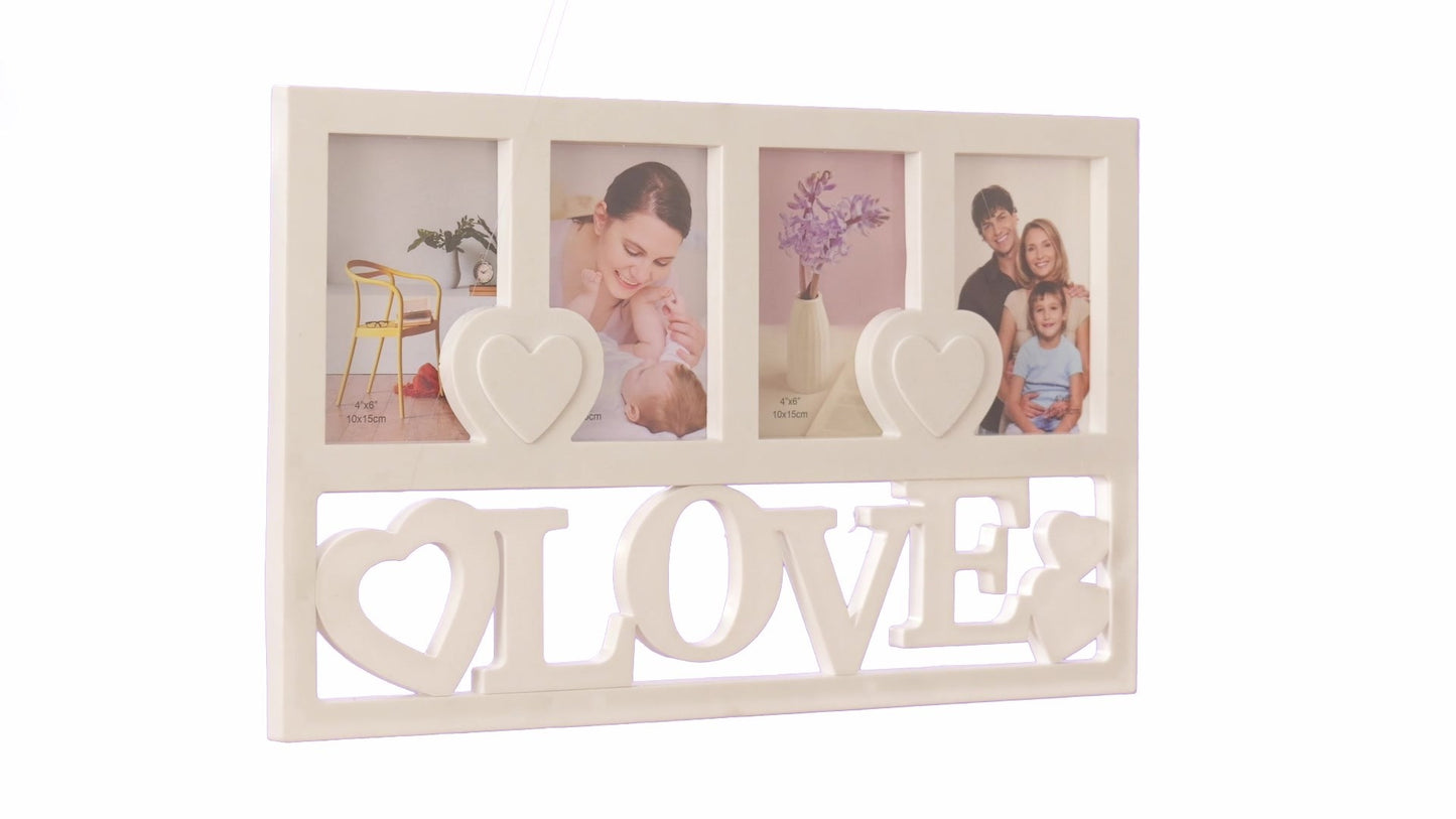 LOVE heart collage photo frame for 4 pictures