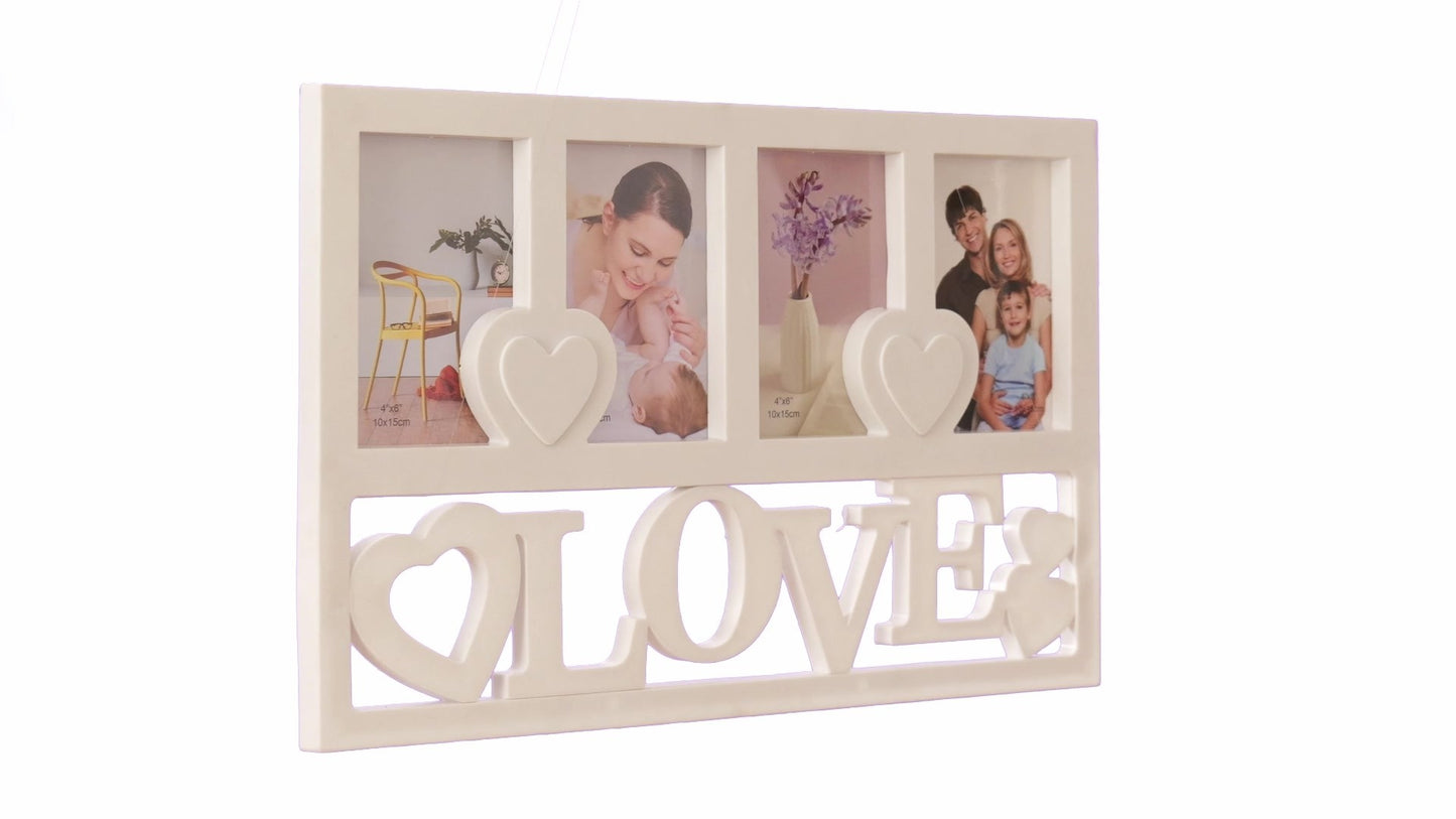 LOVE heart collage photo frame for 4 pictures