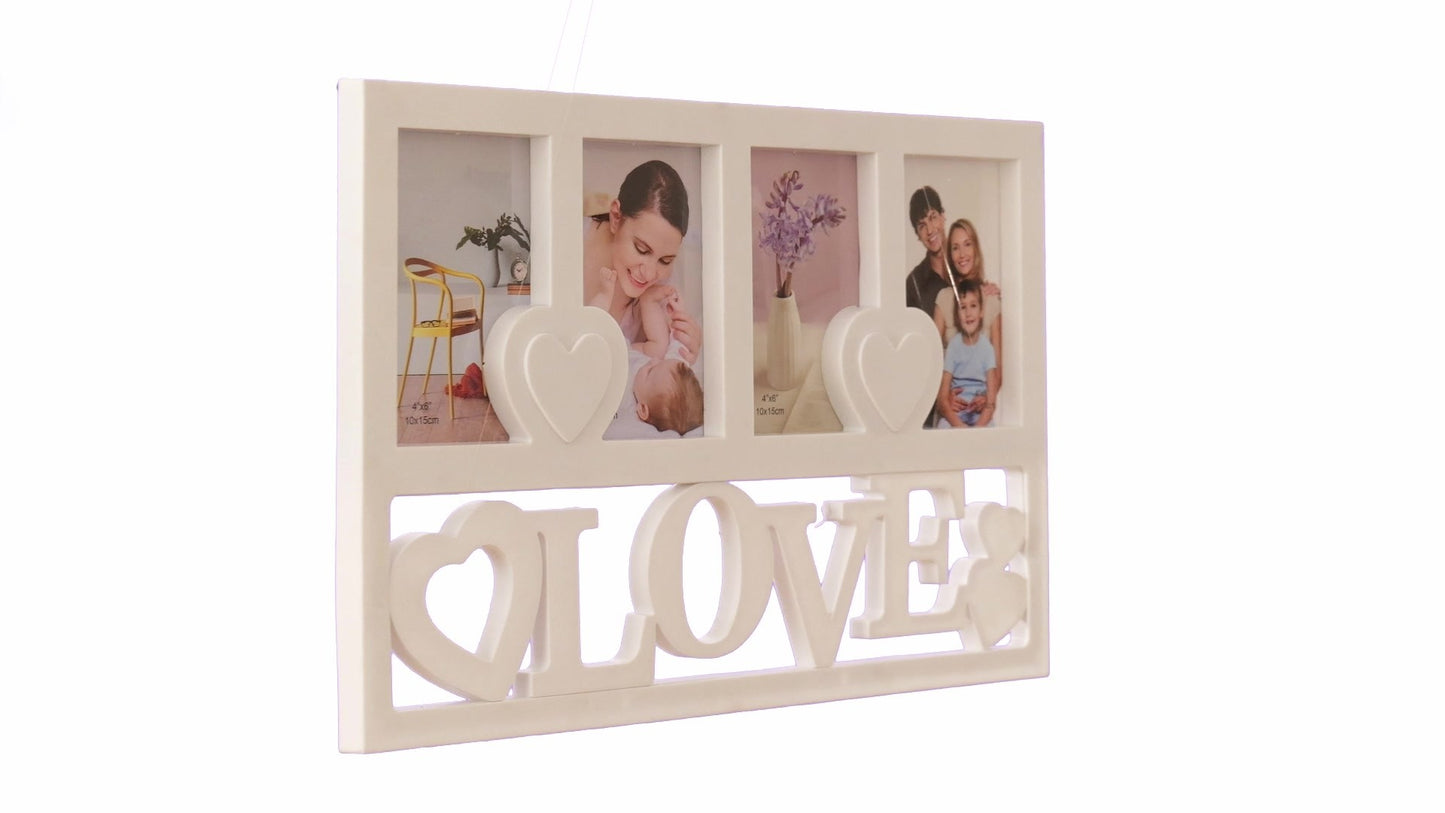 LOVE heart collage photo frame for 4 pictures