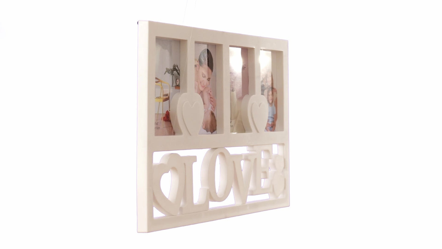 LOVE heart collage photo frame for 4 pictures