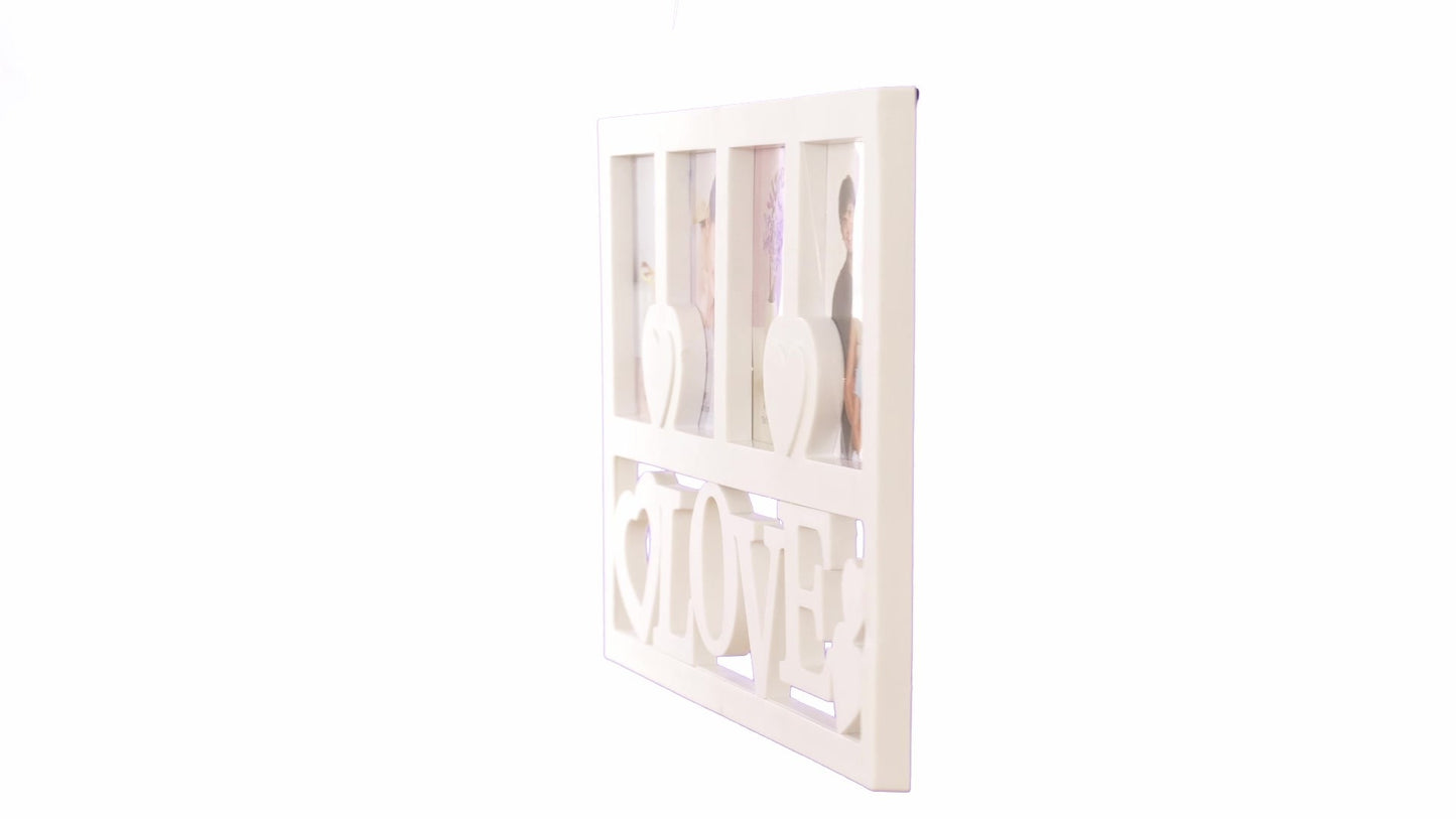 LOVE heart collage photo frame for 4 pictures