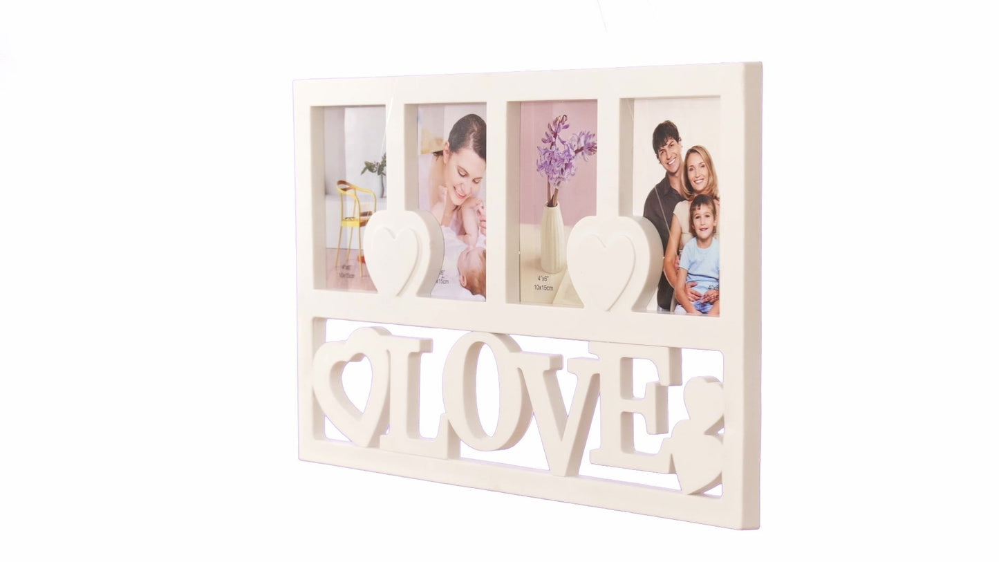 LOVE heart collage photo frame for 4 pictures