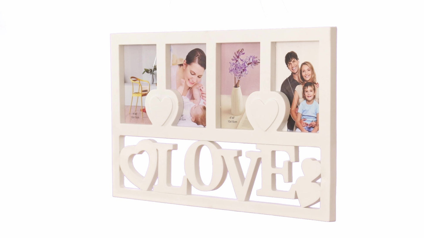 LOVE heart collage photo frame for 4 pictures