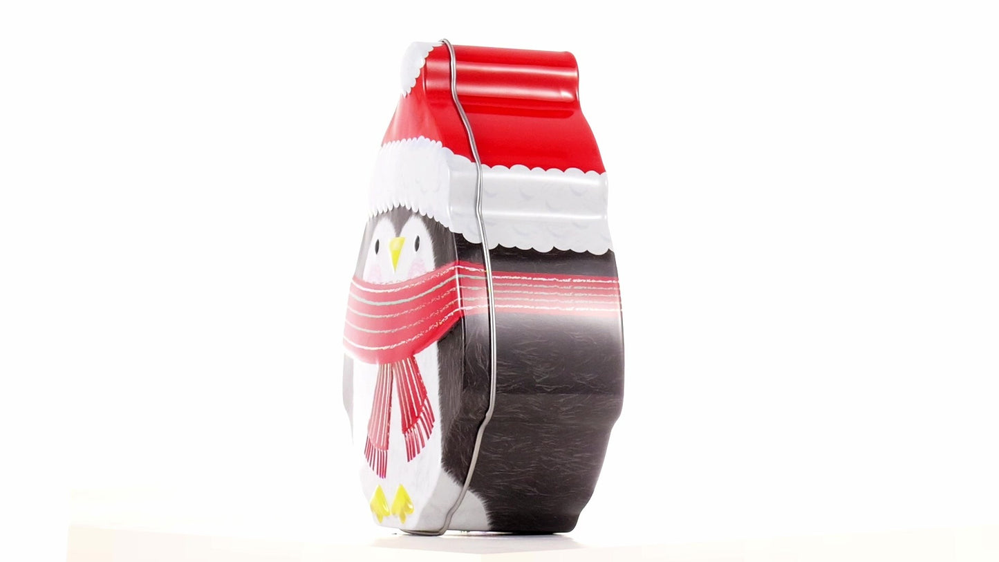 Cute metal penguin-shaped container