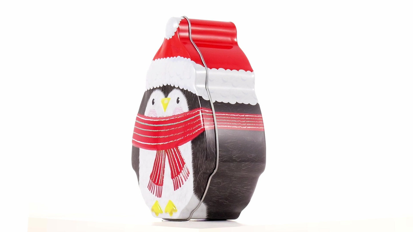 Cute metal penguin-shaped container
